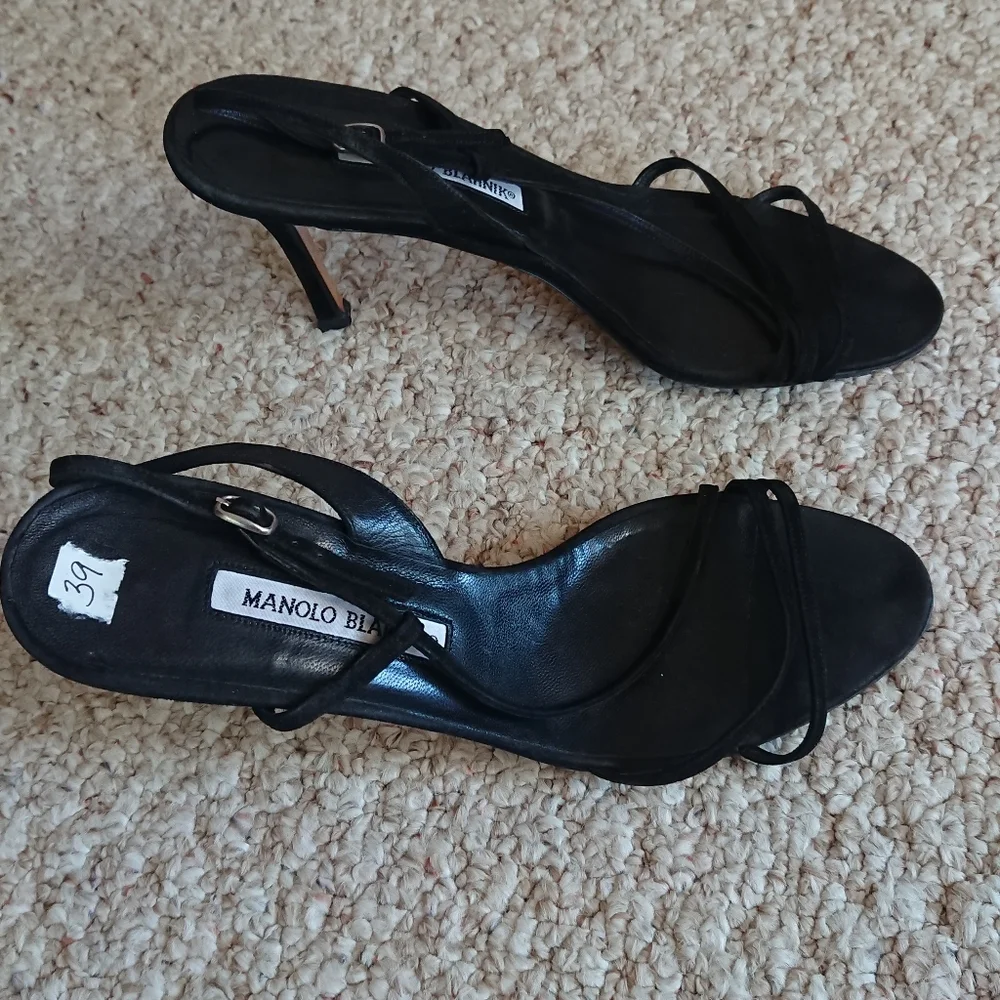 Manolo Blahnik Elegant Black leather Strappy Heels size 38 - Picture 4 of 13